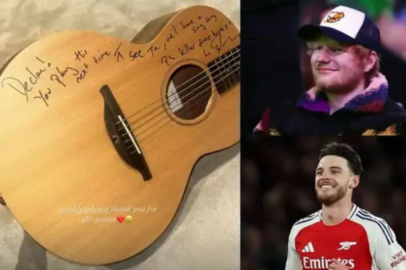 Declan Rice Strikes a Chord with Ed Sheeran-Signed Guitar Gift